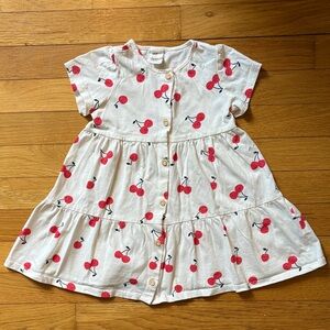 H&M Girls 2T White Dress with Red Cherries Summer Cotton Cherry Print
